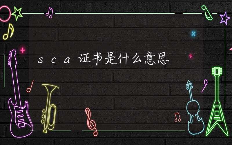 sca证书是什么意思